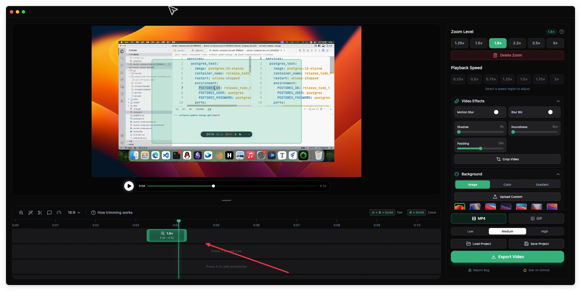 手动调节 zoom 时间段