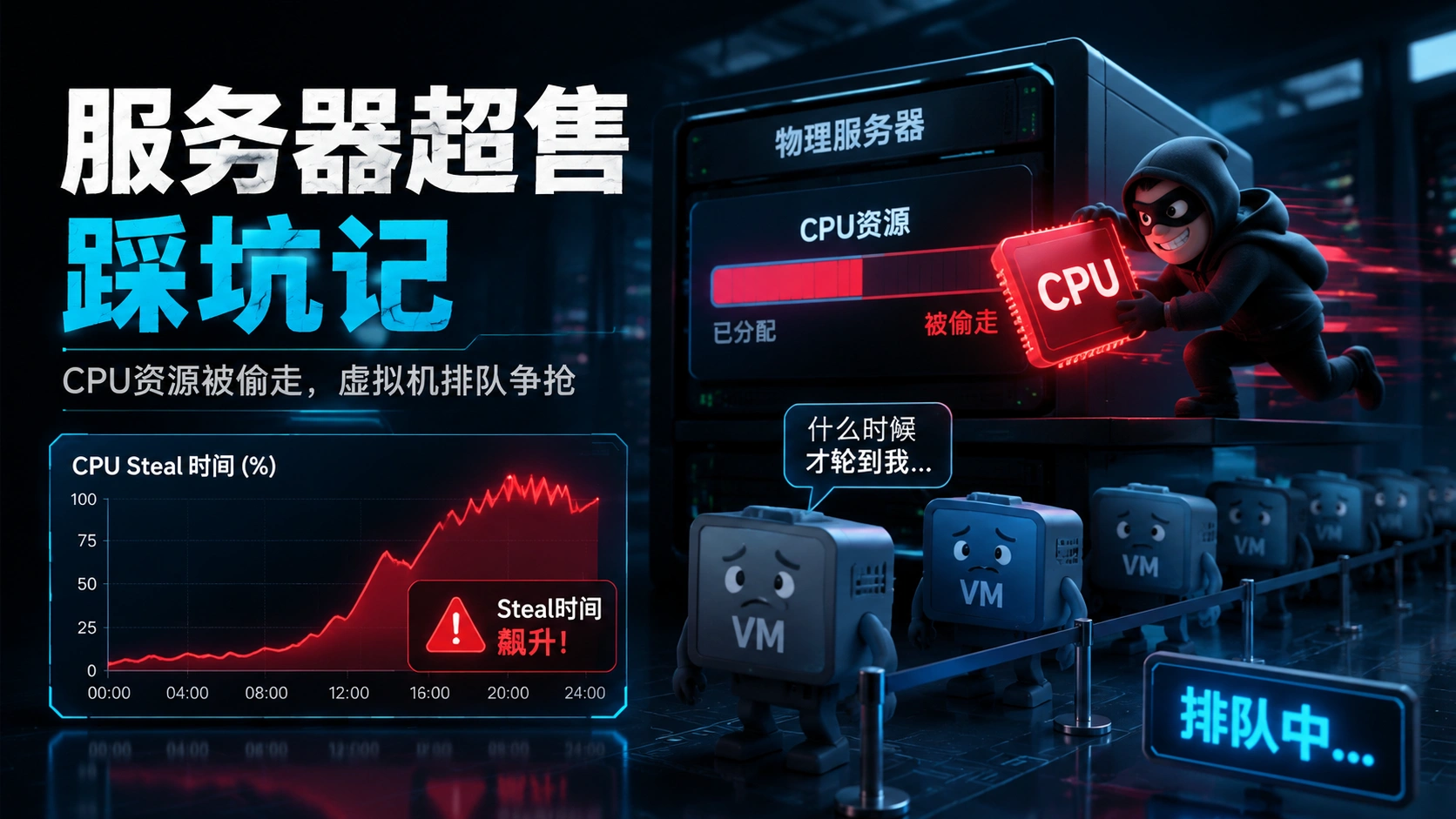 服务器超售踩坑记：为什么你的4核4G服务器跑不动一个网站